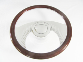 WINGS CUSTOM BILLET STEERING WHEEL COVERED WITH WALNUT WOOD