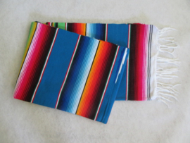 MEXICAN BLANKET / MEXICAN SERAPE LARGE. CYAN BLUE