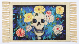 MEXICAN DAY OF THE DEAD PLACEMAT SKULL & fLOWERS