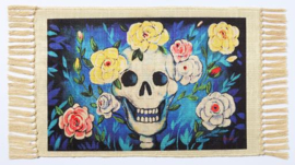 DAY OF THE DEAD TABLE MAT SKULL AND FLOWERS