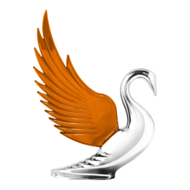 SWAN HOOD ORNAMENT. WITH AMBER WINGS