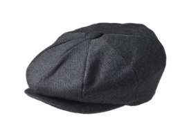 PEAKY BLINDERS NEWSBOY CAP. PINSTRIPE BLACK