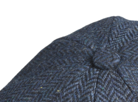 PEAKY BLINDERS NEWSBOY CAP. HERRINGBONE BLAUW