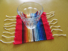 MEXICAN BLANKET COASTER. RED