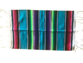 MEXICAN BLANKET TABLE MAT. TURQOISE