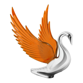 SWAN HOOD ORNAMENT. WITH AMBER WINGS
