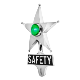 SAFETY STAR LICENSE FRAME TOPPER. GREEN LED