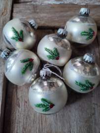 Set 6 oude kerstballen