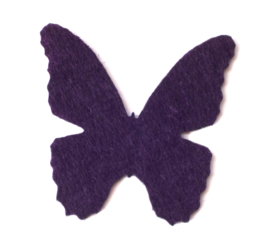 32 x 32 mm vilten vlinder donker paars 1 st.