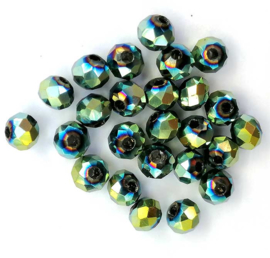 Kristal rondel  facet geslepen 3 x 4 mm, kleurrijk glanzend