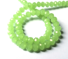 Kristal rondel  facet geslepen  6 x 8 mm Licht groen