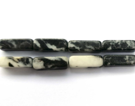 Jasper wit-zwart 13 x 4 x 4 mm rechthoekige kralen