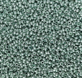 Tsjechische PRECIOSA rocailles 10/0 2.2 - 2.4 mm  00125 metallic groen ca. 50 g.