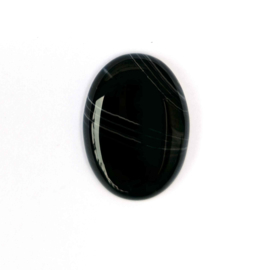 Agaat zwart ovaal cabochon ca. 30 x 22 mm
