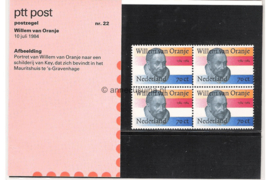 Nederland NVPH M22 (PZM22) Postfris Postzegelmapje 400e sterfdag Willem van Oranje 1984