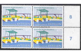 Nederlandse Antillen NVPH 502 Postfris (40 cent) (Blokje van vier) MET VELRAND Bruggen 1975
