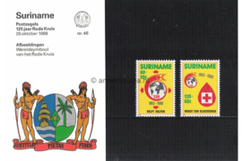 Republiek Suriname Zonnebloem Presentatiemapje PTT nr 46 Postfris Postzegelmapje Met toeslag naar aanleiding van het 125-jarig bestaan van het Rode Kruis 1988
