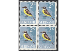Suriname NVPH 440 Postfris (2 cent) (Blokje van vier) Vogels 1966