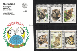 Republiek Suriname Zonnebloem Presentatiemapje PTT nr 98 Postfris Postzegelmapje Bedreigde dieren (WWF) 1995