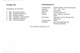 Republiek Suriname Zonnebloem Presentatiemapje PTT nr 105A en 105B Postfris Postzegelmapje Orchideeën 1996