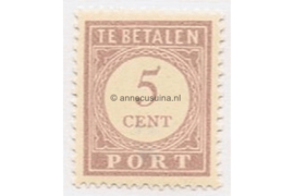 NVPH P21 Postfris (5 cent) Cijfer en waarde in lila. Uitsluitend Type I 1913-1931