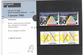 Nederland NVPH M90 (PZM90) Postfris Postzegelmapje 150 jaar Technische Universiteit Delft, Nieuw Burgerlijk Wetboek 1992