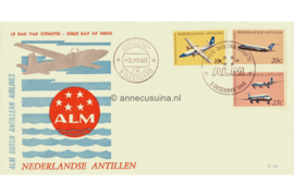 Nederlandse Antillen (Windroos) NVPH E52 (E52Wb/Uitgave zonder logo) Onbeschreven 1e Dag-enveloppe A.L.M. Antilliaanse Luchtvaart Maatschappij 1968