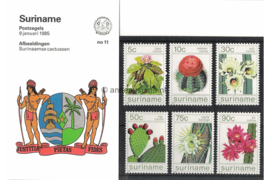 Republiek Suriname Zonnebloem Presentatiemapje PTT nr 11 Postfris Postzegelmapje Surinaamse cactussen 1985