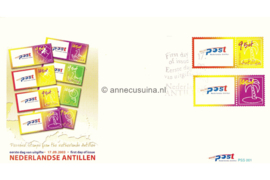 Nederlandse Antillen NVPH EPPS001 Onbeschreven 1e Dag-enveloppe Persoonlijke postzegels uit blokken op 6 enveloppen 2003
