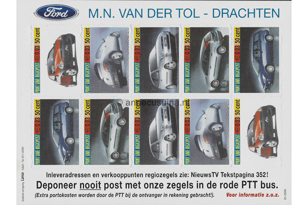 Stadspost Print Save Regiopost Drachten Postfris Velletje 10x 0,23eur/0,50ct Zelfklevend M.N. van der Tol Drachten