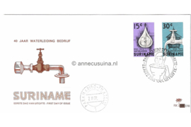 Suriname (Palmboom) NVPH E90 (E90P) Onbeschreven 1e Dag-enveloppe 40 jaar Waterleidingbedrijf 1972