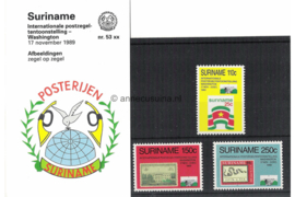 Republiek Suriname Zonnebloem Presentatiemapje PTT nr 53 XX Postfris Postzegelmapje De Internationale Postzegeltentoonstelling van 17 november t/m 3 december 1989 te Washington 1989