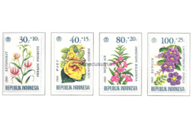 Indonesië Zonnebloem 498-501 Postfris Ten bate van sociale instellingen met afbeeldingen van bloemen 1965