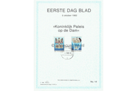 Nederland Huisman EDB14 (NVPH 1273-1274) Eerstedagblad Paleis op de Dam 1982