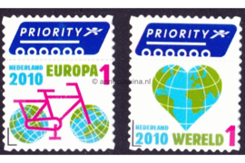 Nederland NVPH 2742-2743 Postfris (Doorgestanst) Europa en buiten Europa priority 2010
