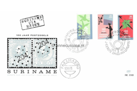 Suriname (Palmboom) NVPH E103 (E103P) Onbeschreven 1e Dag-enveloppe 100 jaar Postzegels in Suriname 1973
