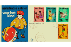 Nederlandse Antillen (Lion) NVPH E62 (E62L) Onbeschreven 1e Dag-enveloppe Kinderpostzegels 1970