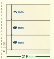 Lindner T-Blanco blad met 3 stroken (Lindner 802307P) (per 10 stuks)