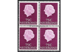 Nederland NVPH 633b Postfris FOSFOR (75 cent) (Blokje van vier) Koningin Juliana En Profil Lage waarden 1953-1967