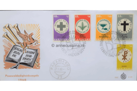 Suriname (Windroos) NVPH E59 (E59W) Onbeschreven 1e Dag-enveloppe Paasweldadigheidszegels 1968