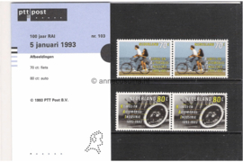 Nederland NVPH M103 (PZM103) Postfris Postzegelmapje 100 jaar Vereniging RAI 1993