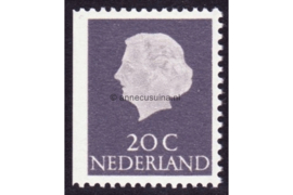 Nederland NVPH 621J Postfris Linkerzijde ongetand; Gewoon papier (20 cent) Koningin Juliana (en profil) 1953-1967