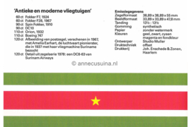 Republiek Suriname Zonnebloem Presentatiemapje PTT nr 36 en 36A Postfris Postzegelmapje Antieke en moderne vliegtuigen 1987