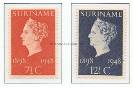Suriname NVPH 274-275 Postfris Jubileumzegels Koningin Wilhelmina 1948