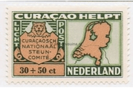Curaçao NVPH LP57 Ongebruikt (30+50 cent) Curaçao Helpt. Landkaart van Nederland en inschrift Curaçao helpt Nederland. 1946