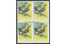 Suriname NVPH 446 Postfris (10 cent) (Blokje van vier) Vogels 1966