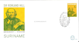 Republiek Suriname Zonnebloem E36 Onbeschreven 1e Dag-enveloppe Honderdste sterfdag Sir Rowland Hill 1979