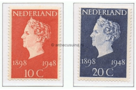 Nederland NVPH 504-505 Postfris 50-jarig regeringsjubileum Koningin Wilhelmina 1948