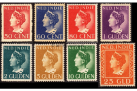 Nederlands Indië NVPH 282-289 Ongebruikt Koningin Wilhelmina Groter Formaat 1941