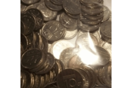 2460 gram (2,46 kilo) Nederlandse dubbeltjes diverse jaren (10 cent)
